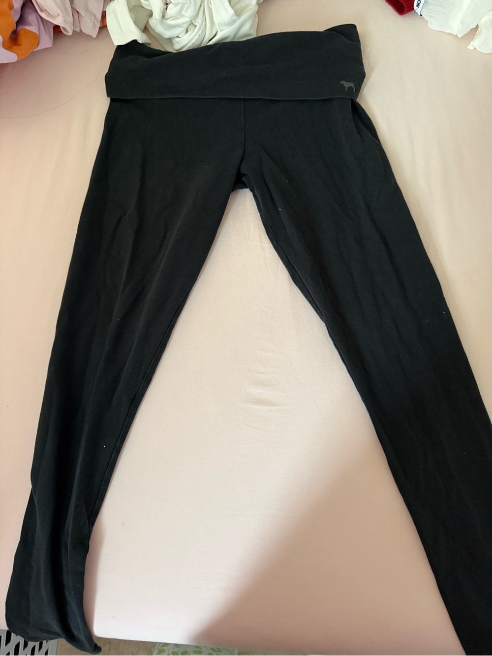 PINK Victoria's Secret Black Yoga Fold-Over Leggings